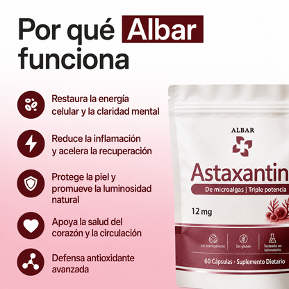 Albar Astaxantina - El Antioxidante Más Potente de la Naturaleza para la Protección Celular y el Bienestar Integral