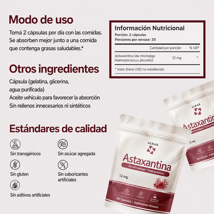 Albar Astaxantina - El Antioxidante Más Potente de la Naturaleza para la Protección Celular y el Bienestar Integral